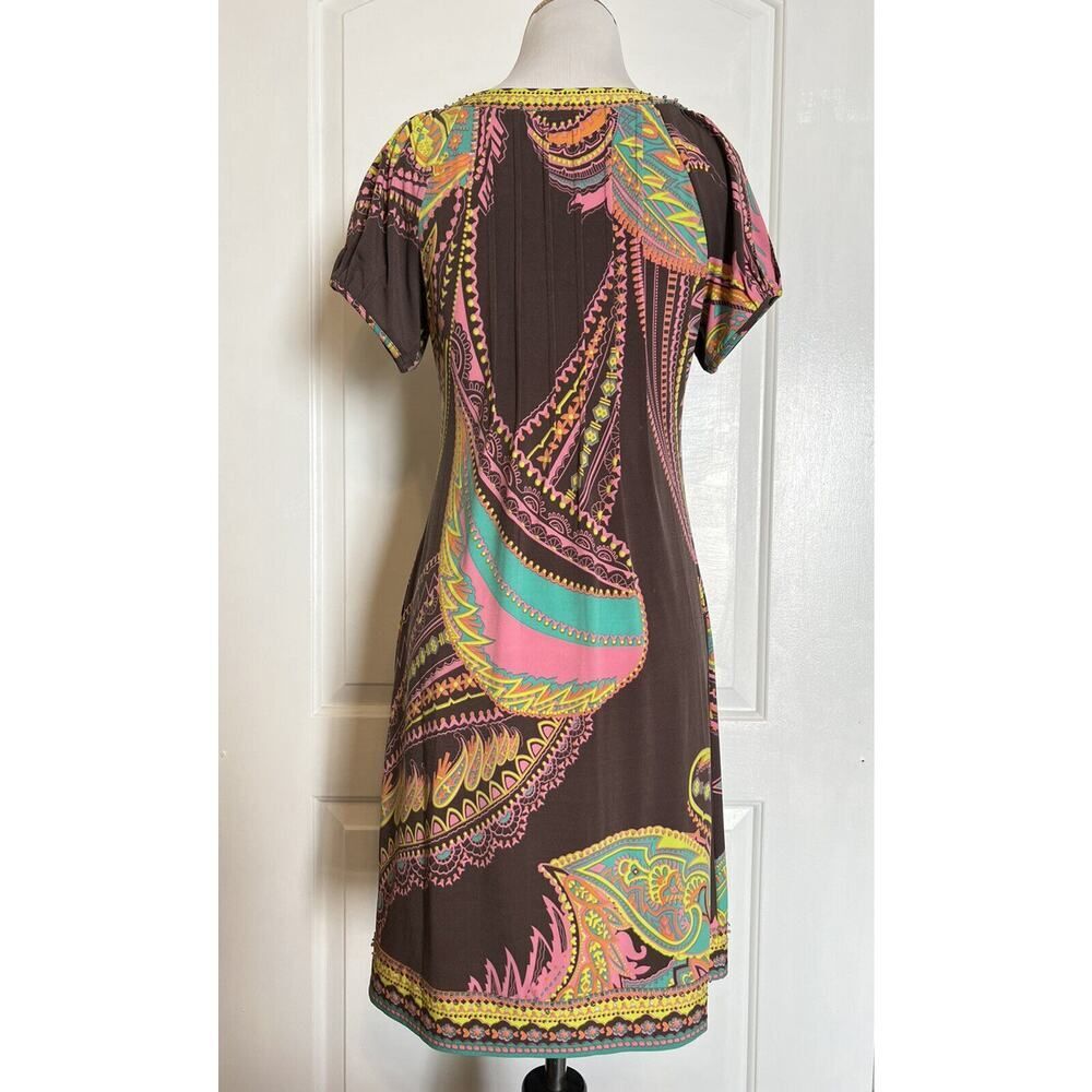 ECI NEW YORK Short Sleeve Boho Printed Sheath Dress Stretch Party Vacation 6 - Picture 3 of 9